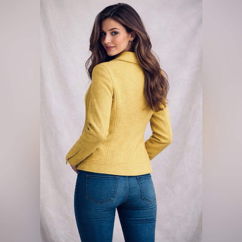 Tahari Women's Vibrant Yellow Leather Jacket - Picture 2 of 9